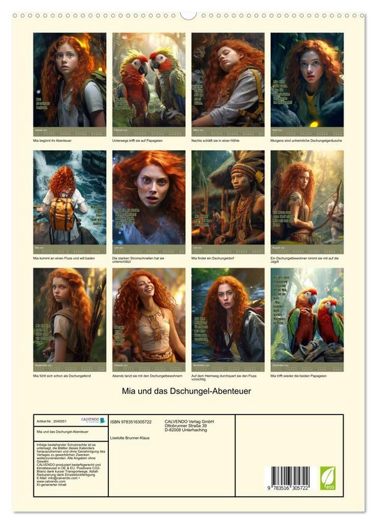 Produktbild: Mia und das Dschungel-Abenteuer (hochwertiger Premium Wandkalender 2026 DIN A2 hoch), Kunstdruck in Hochglanz