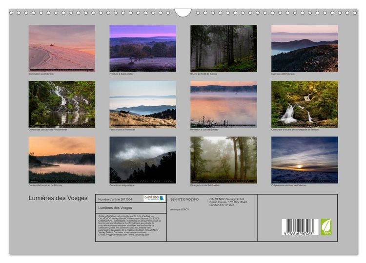 Produktbild: Lumi&egrave;res des Vosges (Calendrier mural 2026 DIN A3 vertical), CALVENDO calendrier mensuel