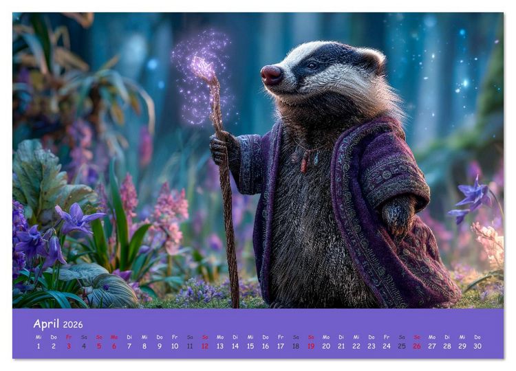 Produktbild: Magischer M&auml;rchenwald - Kinderkalender mit Tier-Zauberern (Wandkalender 2026 DIN A4 quer), CALVENDO Monatskalender