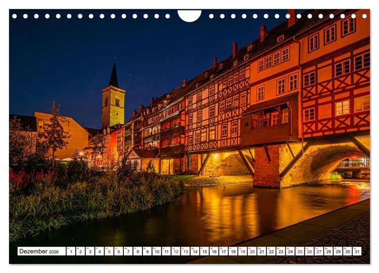 Produktbild: Rund um die Kr&auml;merbr&uuml;cke - Ein St&uuml;ck Mittelalter in Erfurt (Wandkalender 2026 DIN A4 quer), CALVENDO Monatskalender