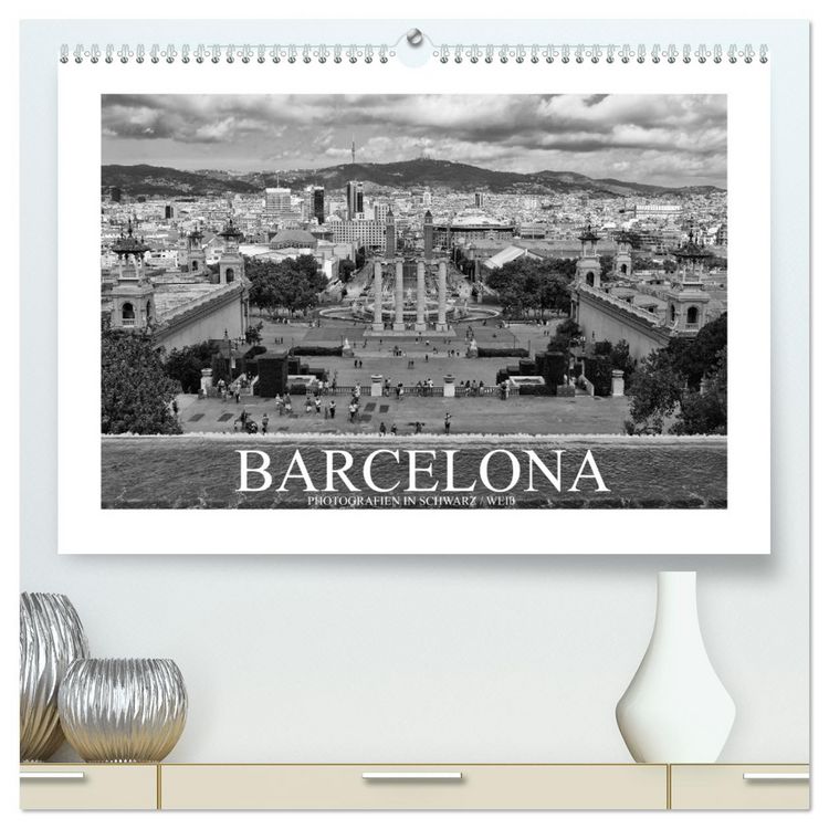 Produktbild: Barcelona Photografien in Schwarz / Wei&szlig; (hochwertiger Premium Wandkalender 2026 DIN A2 quer), Kunstdruck in Hochglanz