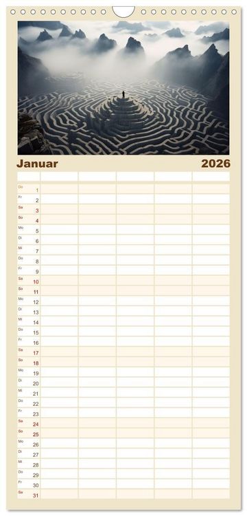 Produktbild: Familienplaner 2026 - Labyrinth Universum mit 5 Spalten (Wandkalender, 21 x 45 cm) CALVENDO