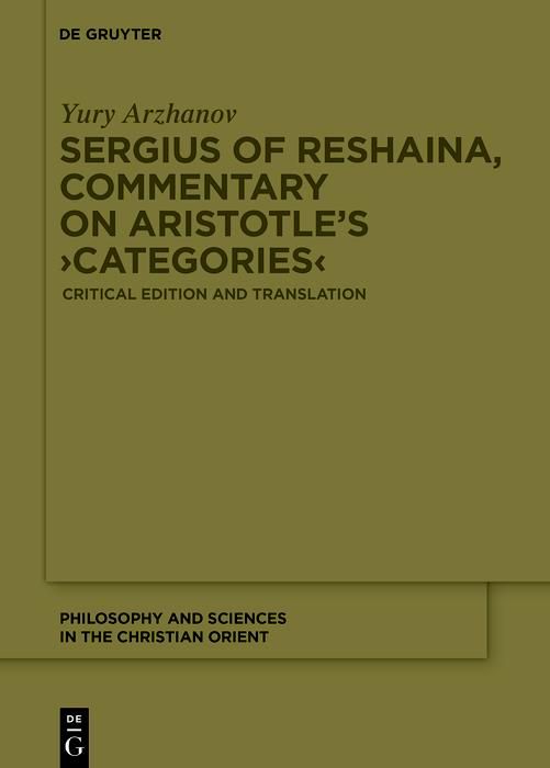 Produktbild: Sergius of Reshaina, Commentary on Aristotle's >Categories<