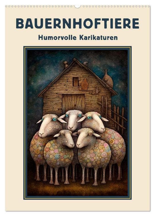 Produktbild: Bauernhoftiere - Humorvolle Karikaturen (Wandkalender 2026 DIN A2 hoch), CALVENDO Monatskalender