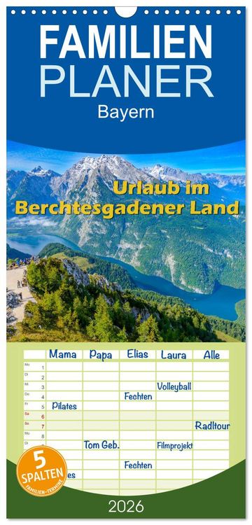 Produktbild: Familienplaner 2026 - Urlaub im Berchtesgadener Land mit 5 Spalten (Wandkalender, 21 x 45 cm) CALVENDO