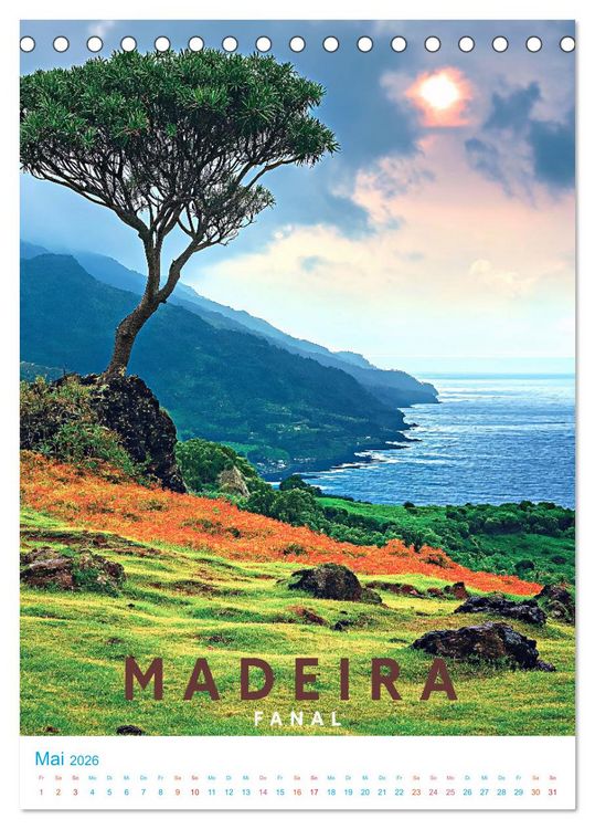 Produktbild: Madeira - Old School Poster Style (Tischkalender 2026 DIN A5 hoch), CALVENDO Monatskalender
