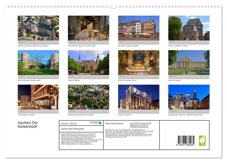 Produktbild: Aachen Die Kaiserstadt (hochwertiger Premium Wandkalender 2026 DIN A2 quer), Kunstdruck in Hochglanz