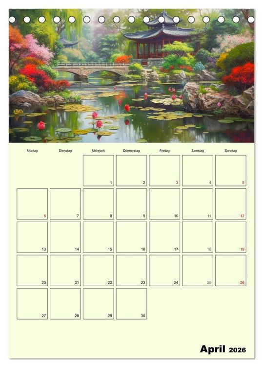 Produktbild: Im japanischen Garten. Zauberhafte Illustrationen (Tischkalender 2026 DIN A5 hoch), CALVENDO Monatskalender