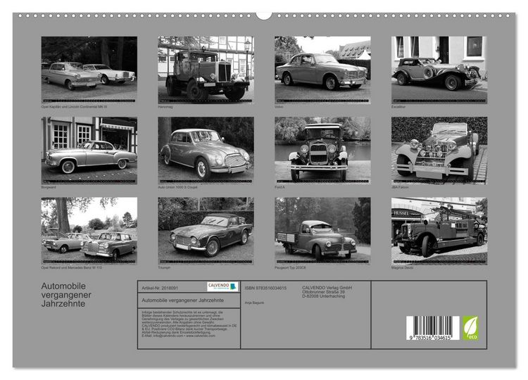 Produktbild: Automobile vergangener Jahrzehnte (hochwertiger Premium Wandkalender 2026 DIN A2 quer), Kunstdruck in Hochglanz