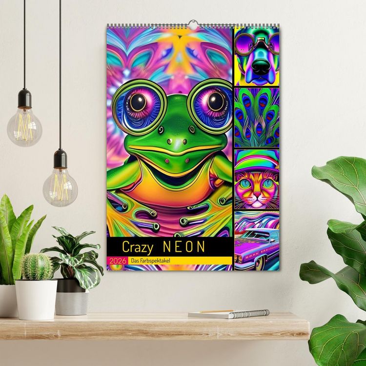 Produktbild: Crazy Neon - Das Farbspektakel (Wandkalender 2026 DIN A2 hoch), CALVENDO Monatskalender