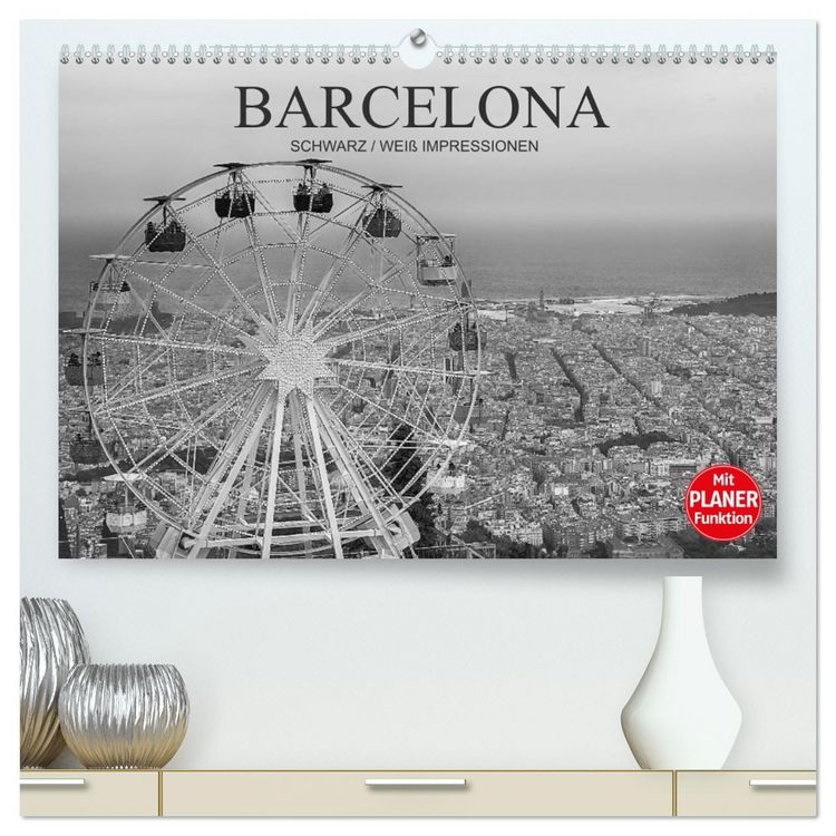 Produktbild: Barcelona Schwarz / Wei&szlig; Impressionen (hochwertiger Premium Wandkalender 2026 DIN A2 quer), Kunstdruck in Hochglanz