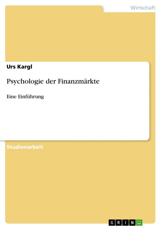 Produktbild: Psychologie der Finanzm&auml;rkte