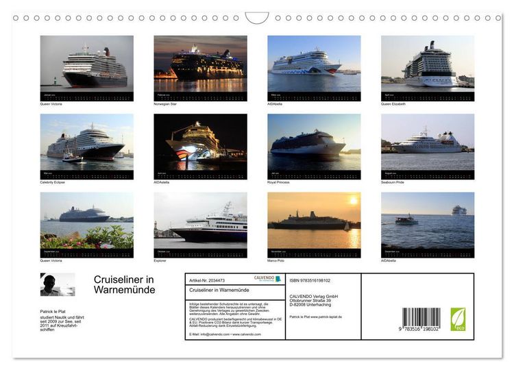 Produktbild: Cruiseliner in Warnem&uuml;nde (Wandkalender 2026 DIN A3 quer), CALVENDO Monatskalender
