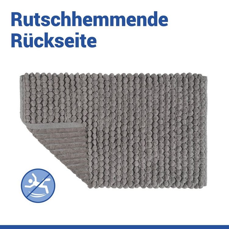 Produktbild: Badteppich Mod. Solivo Grau, 50 x 80 cm, rutschfest und waschbar bis 30 &deg;C