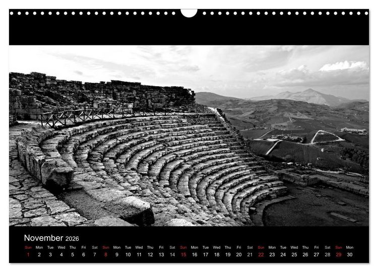 Produktbild: Black and White Sicily (Wall Calendar 2026 DIN A3 landscape), CALVENDO 12 Month Wall Calendar