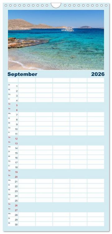 Produktbild: Familienplaner 2026 - Insel Chalki mit 5 Spalten (Wandkalender, 21 x 45 cm) CALVENDO