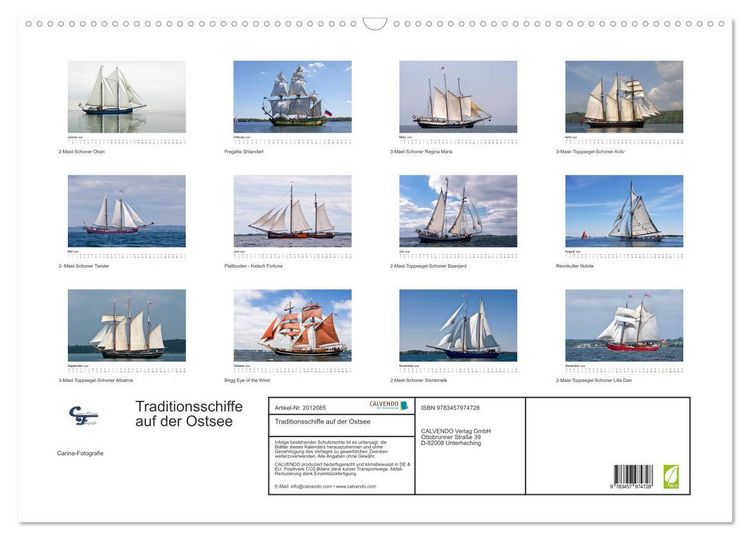 Produktbild: Traditionsschiffe auf der Ostsee (Wandkalender 2026 DIN A2 quer), CALVENDO Monatskalender