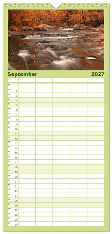 Produktbild: Familienplaner 2027 - Neu England, Indian Summer mit 5 Spalten (Wandkalender, 21 x 45 cm) CALVENDO