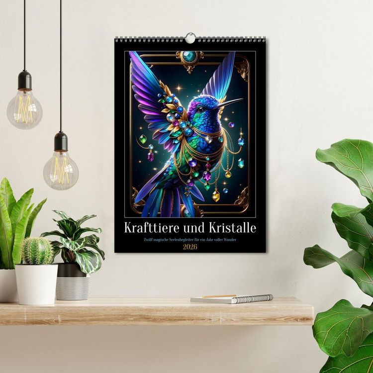Produktbild: Krafttiere und Kristalle (Wandkalender 2026 DIN A3 hoch), CALVENDO Monatskalender