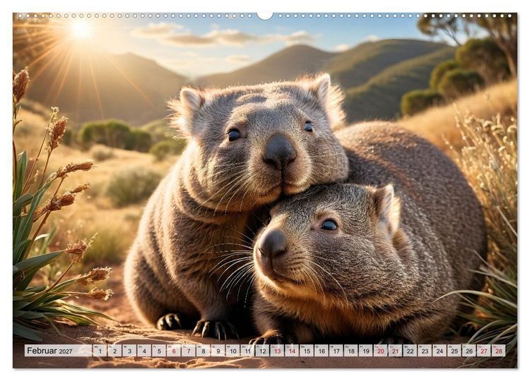 Produktbild: Niedliche Wombats - Australiens flauschige Beuteltiere zum Verlieben (Wandkalender 2027 DIN A2 quer), CALVENDO Monatskalender