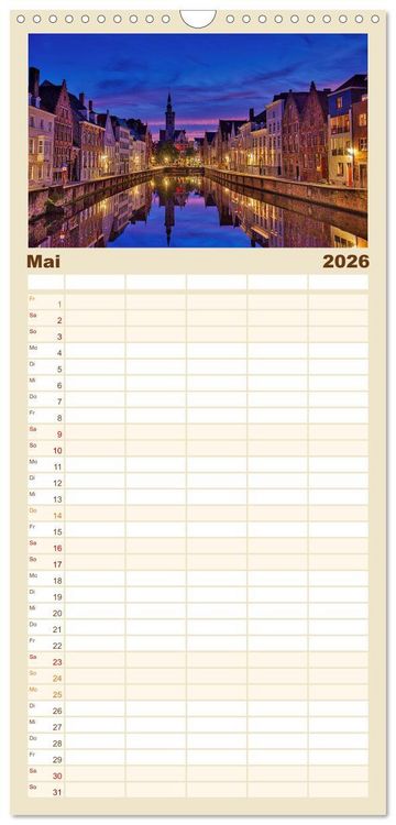Produktbild: Familienplaner 2026 - Br&uuml;gge und Gent im Zwielicht mit 5 Spalten (Wandkalender, 21 x 45 cm) CALVENDO