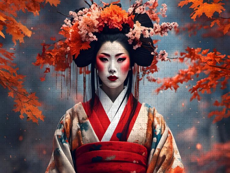 Produktbild: CALVENDO Puzzle Geisha im Herbst | 2000 Teile Lege-Gr&ouml;&szlig;e 90x67cm Foto-Puzzle f&uuml;r gl&uuml;ckliche Stunden