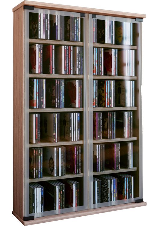 Produktbild: Holz CD DVD Stand Regal Schrank Galerie Glast&uuml;r