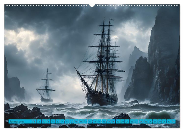 Produktbild: Erinnerungen an das Meer. Die Schifffahrt von einst (hochwertiger Premium Wandkalender 2026 DIN A2 quer), Kunstdruck in Hochglanz