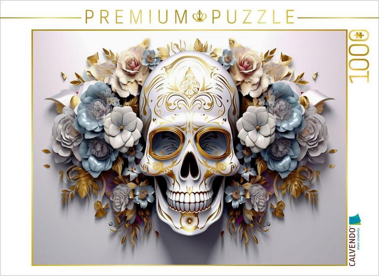 Produktbild: CALVENDO Puzzle Ein Motiv aus dem Kalender Skull Flower - Totenkopf ART | 1000 Teile Lege-Gr&ouml;&szlig;e 64x48cm Foto-Puzzle f&uuml;r gl&uuml;ckliche Stunden