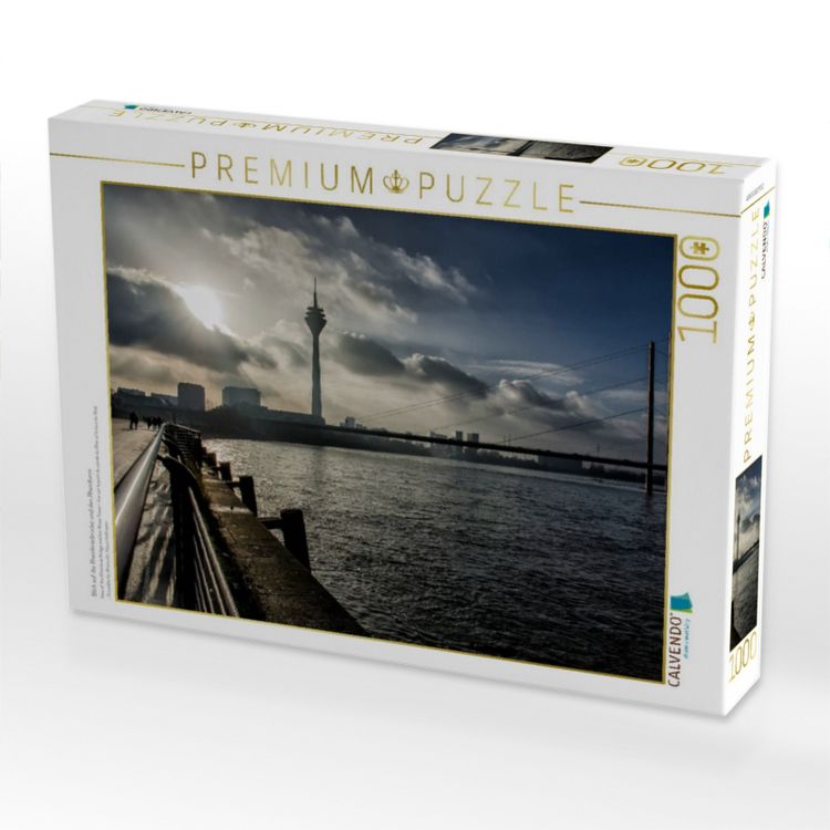 Produktbild: CALVENDO Puzzle Blick auf die Rheinkniebr&uuml;cke und den Rheinturm | 1000 Teile Lege-Gr&ouml;&szlig;e 64x48cm Foto-Puzzle f&uuml;r gl&uuml;ckliche Stunden
