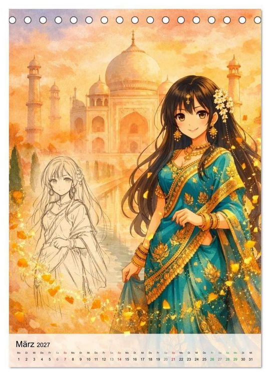 Produktbild: Anime Weltreise (Tischkalender 2027 DIN A5 hoch), CALVENDO Monatskalender