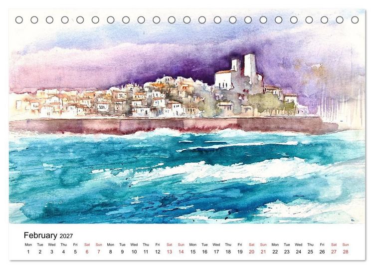 Produktbild: WATERCOLOR IMPRESSIONS (Desk Calendar 2027 DIN A5 landscape), CALVENDO 12 Month DeskCalendar