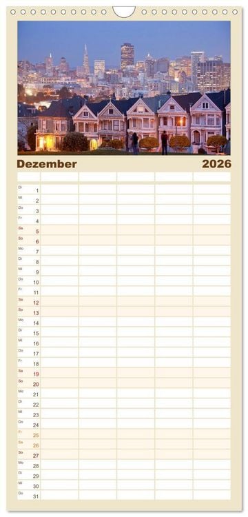 Produktbild: Familienplaner 2026 - Kalifornien USA mit 5 Spalten (Wandkalender, 21 x 45 cm) CALVENDO