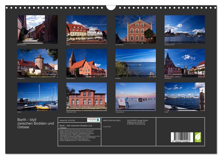 Produktbild: Barth - Idyll zwischen Bodden und Ostsee (Wandkalender 2026 DIN A3 quer), CALVENDO Monatskalender