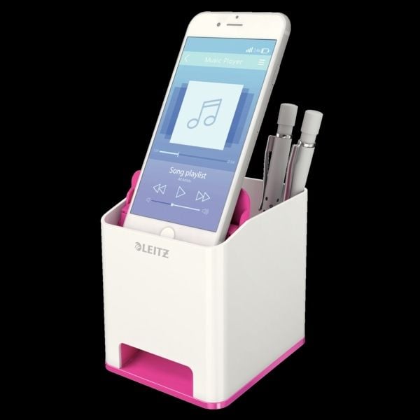 Produktbild: Leitz WOW Sound Stiftek&ouml;cher, wei&szlig;-pink