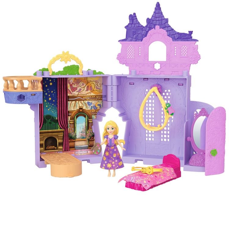 Produktbild: Mattel Disney Princess Rapunzel Storytime Stackers Puppenhaus mit kleiner Puppe, Pascal-Figur und 7 Zubehörteilen