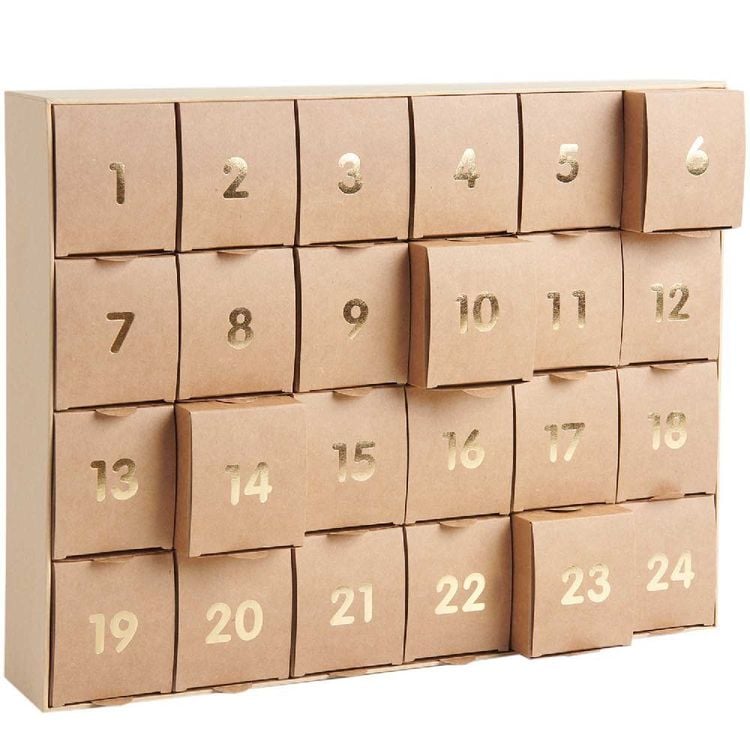 Produktbild: Adventskalender zum bef&uuml;llen, Kraft-gold, 36,5 x 29 x 6 cm