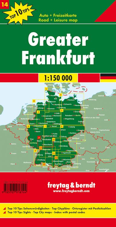Produktbild: Freytag & berndt Stra&szlig;enkarte Rund um Frankfurt 1:150.000
