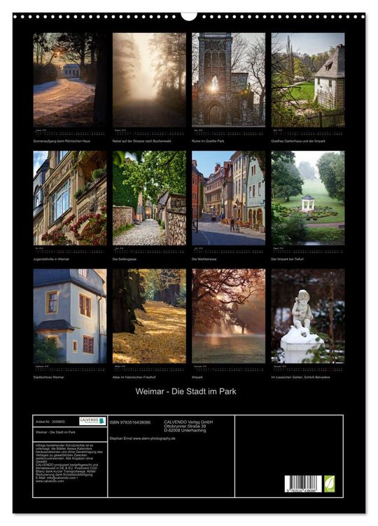 Produktbild: Weimar - Die Stadt im Park (Wandkalender 2026 DIN A2 hoch), CALVENDO Monatskalender
