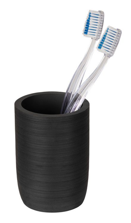 Produktbild: Bad-Accessoire Set Mod. Altavalle, schwarz, Polyresin, Bambus, &Oslash; 18,5 x 8 cm, freistehend, inklusive