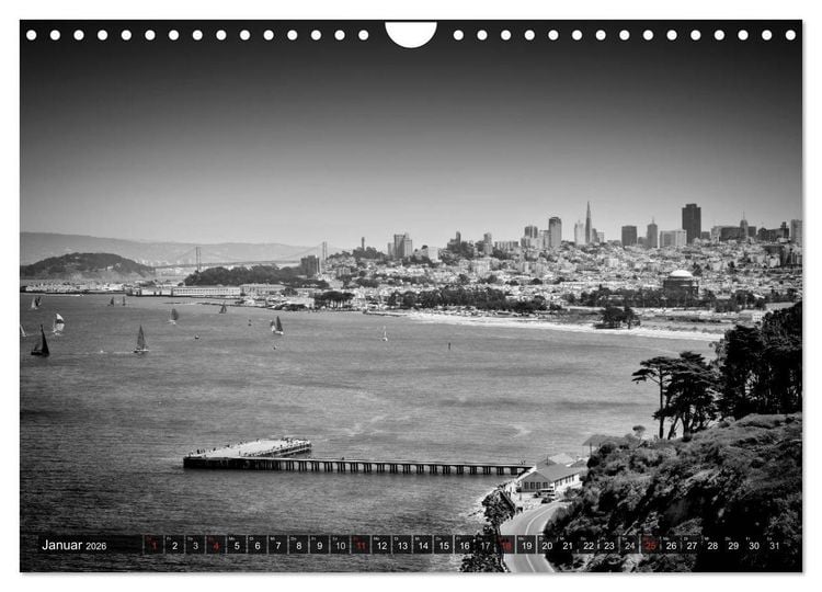 Produktbild: SAN FRANCISCO Monochrome Ansichten (Wandkalender 2026 DIN A4 quer), CALVENDO Monatskalender