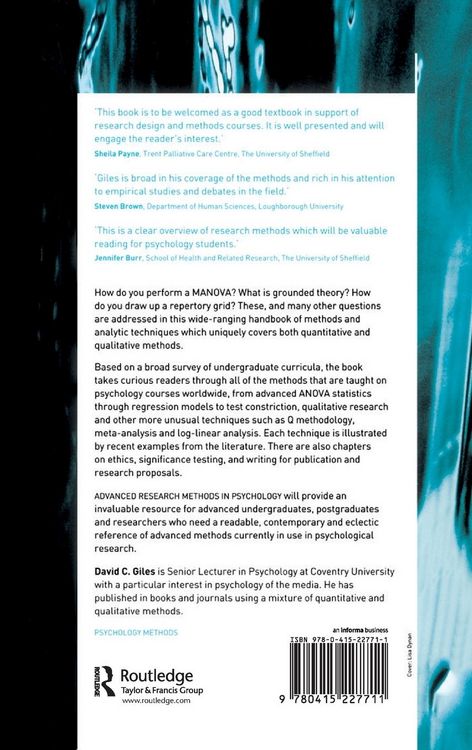 Produktbild: Advanced Research Methods in Psychology