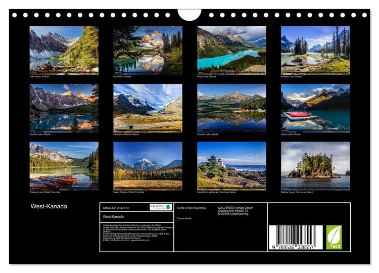 Produktbild: West-Kanada (Wandkalender 2026 DIN A4 quer), CALVENDO Monatskalender
