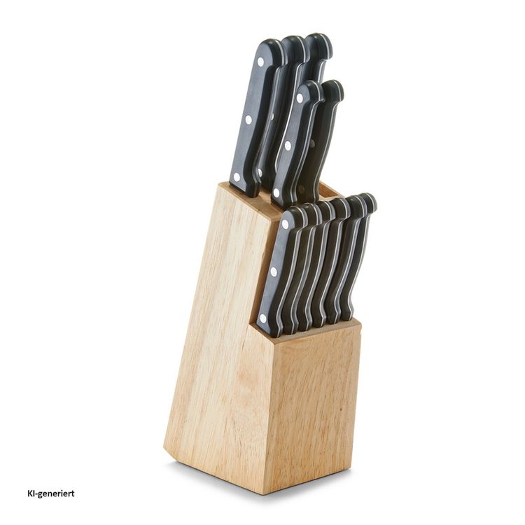 Produktbild: neuetischkultur Messerblock-Set, 13-teilig Gummibaum Messerblock-Set, 13-teilig Gummibaum