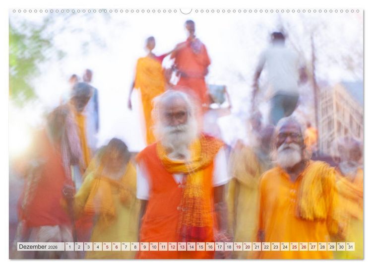 Produktbild: INDIEN Allahabad Haridwar Varanasi Vrindavan (hochwertiger Premium Wandkalender 2026 DIN A2 quer), Kunstdruck in Hochglanz