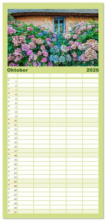 Produktbild: Familienplaner 2026 - Ein Hortensientraum mit 5 Spalten (Wandkalender, 21 x 45 cm) CALVENDO