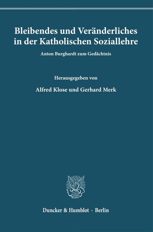 Produktbild: Bleibendes und Ver&auml;nderliches in der Katholischen Soziallehre.