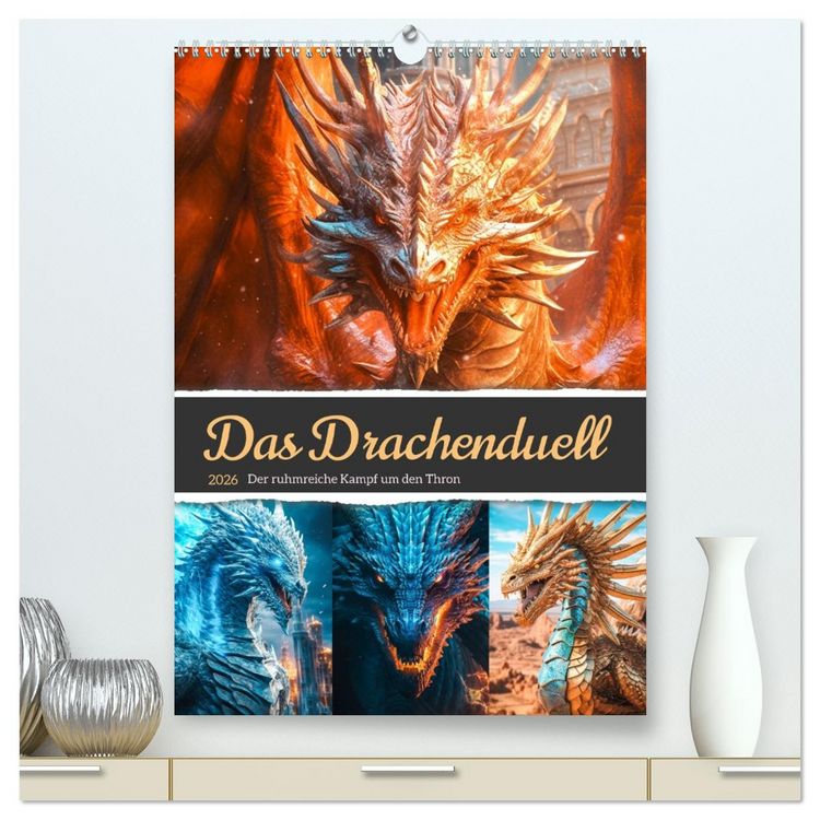 Produktbild: Das Drachenduell (hochwertiger Premium Wandkalender 2026 DIN A2 hoch), Kunstdruck in Hochglanz