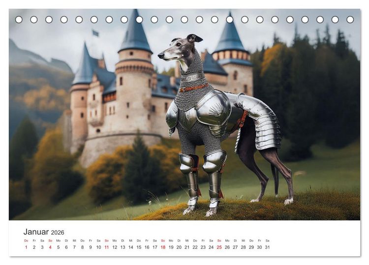 Produktbild: Funny Greyhounds - Windhunde mal anders (Tischkalender 2026 DIN A5 quer), CALVENDO Monatskalender