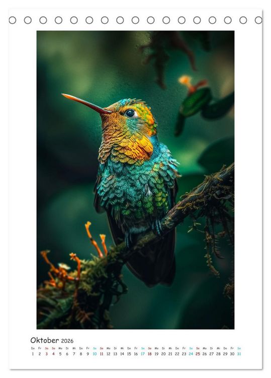 Produktbild: Exotische Sch&ouml;nheiten - pr&auml;chtig bunte V&ouml;gel (Tischkalender 2026 DIN A5 hoch), CALVENDO Monatskalender